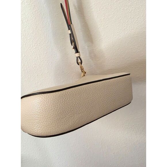 Coach Jess Baguette Pebble Leather Rainbow Strap Crossbody Bag White - Picture 12 of 16